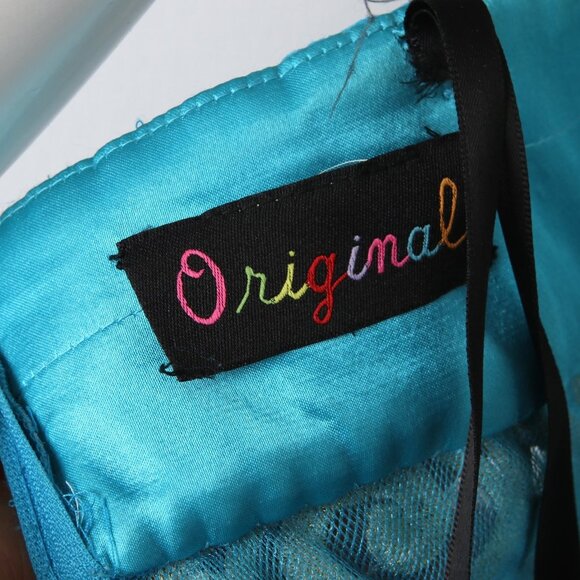 ORIGINAL Tulle Jeweled Prom Evening Dress Organza Strapless Short Gold Blue - Picture 8 of 8